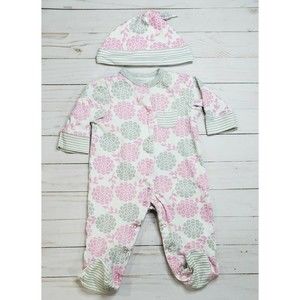 Offspring baby girls one piece outfit and hat 9 months